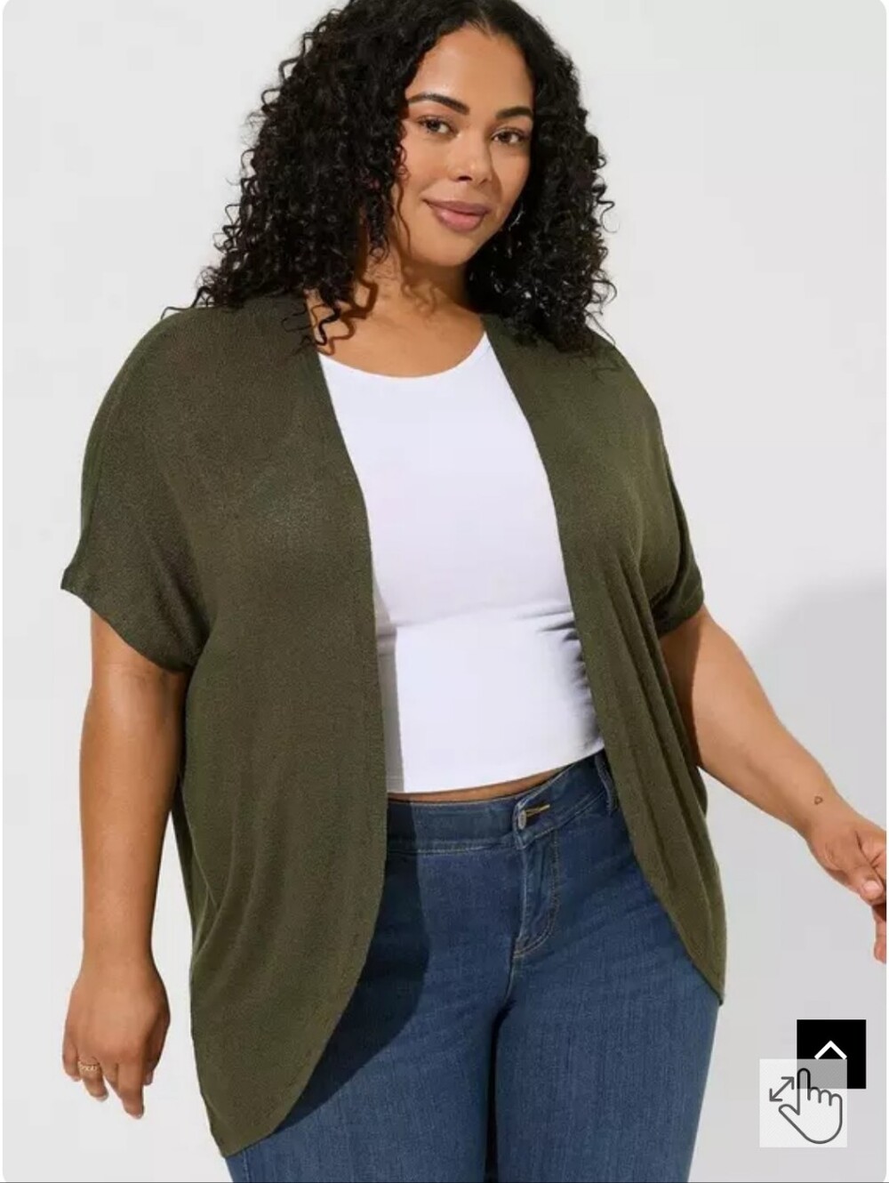 torrid Olive Green Open-Front Short Sleeve Cardigan